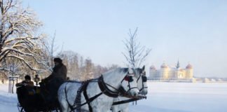 Schneekutsche in Weihnachten in Russland