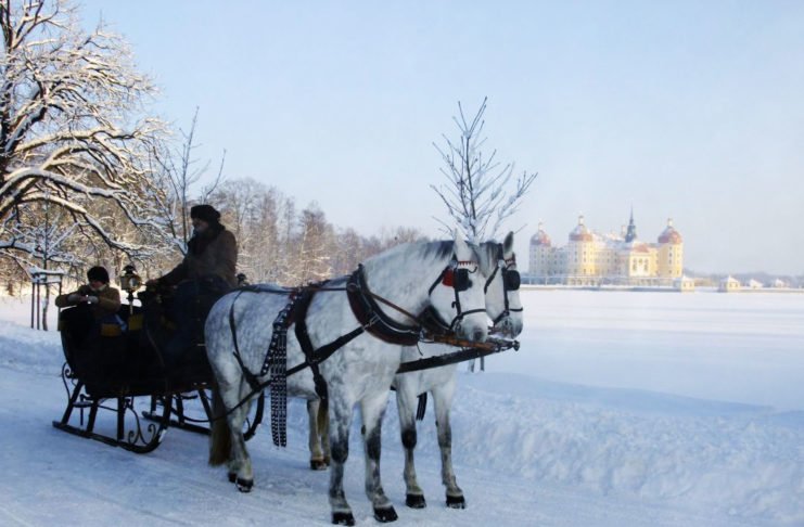 Schneekutsche in Weihnachten in Russland