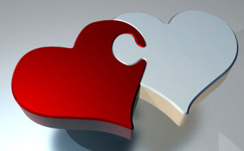 Ein rotes und ein weisses Herz als Symbol für gemeinnützige Herzensanliegen